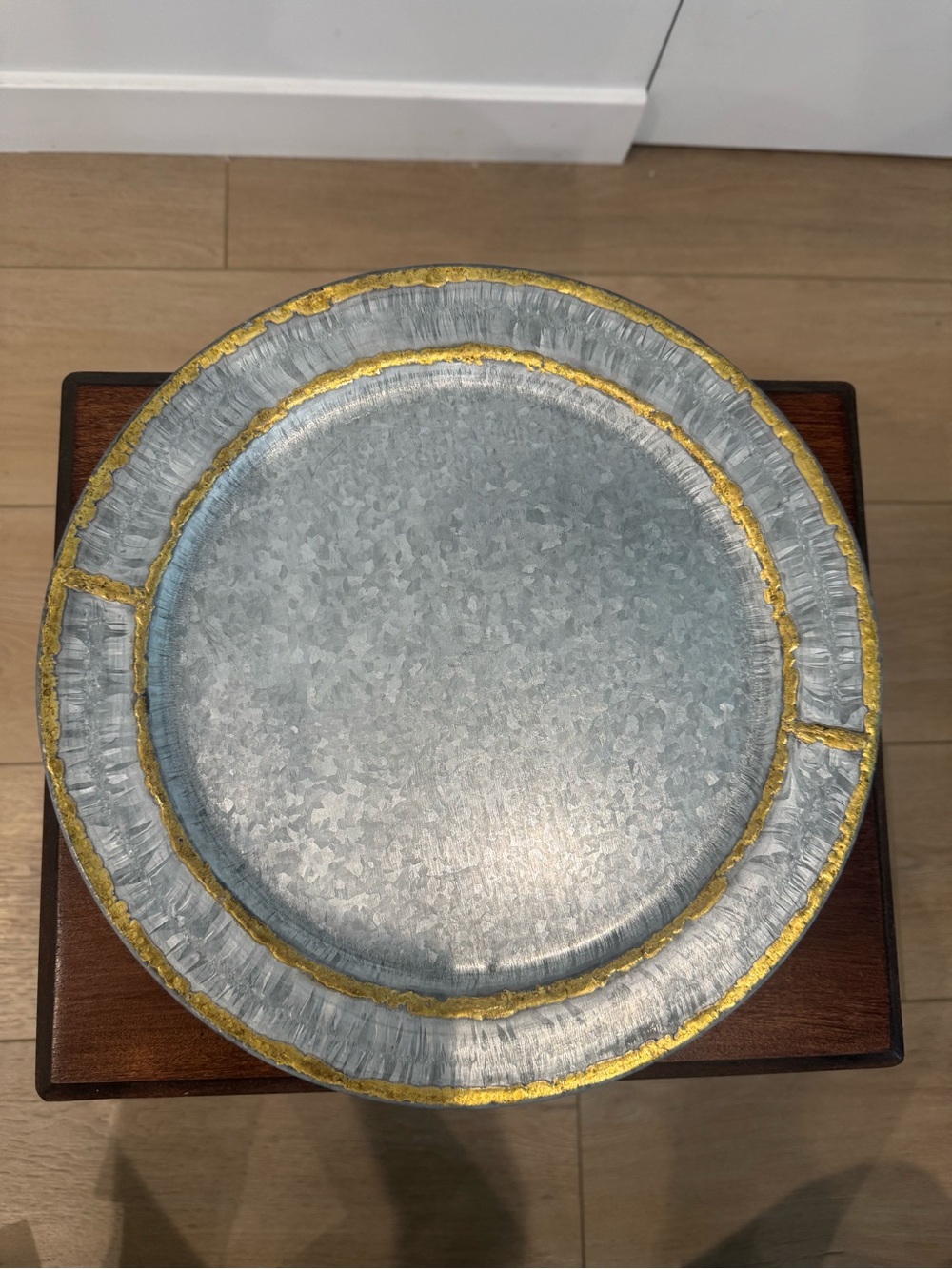Set of 4 Hearth & Hand with Magnolia Galvanized
Metal charger plate Gold Trim